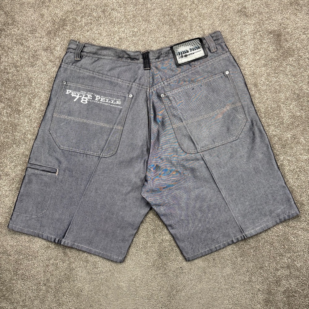 Vintage Y2K Pelle Pelle Marc Buchanan Raw Indigo Denim Jean Shorts Jorts Size 40